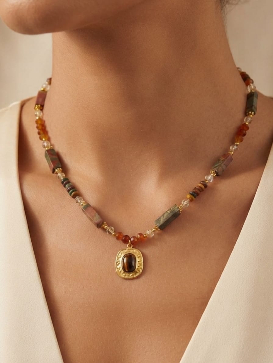 COLLAR PIEDRAS MARRON ref. 0102