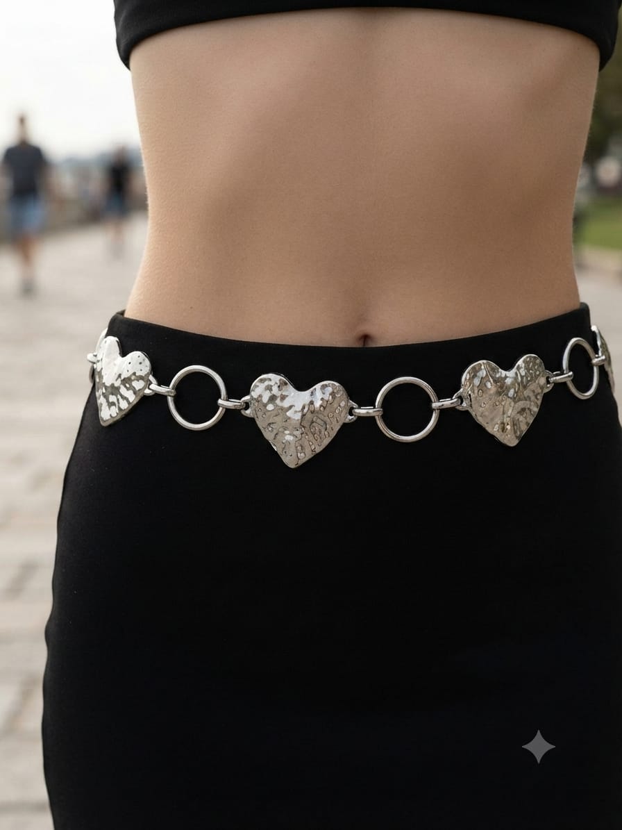 CINTURON METAL CORAZONES ref. 0130 - PLATEADO