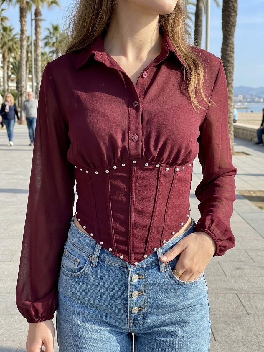 TOP CAMISERO TACHUELAS ref. 0266