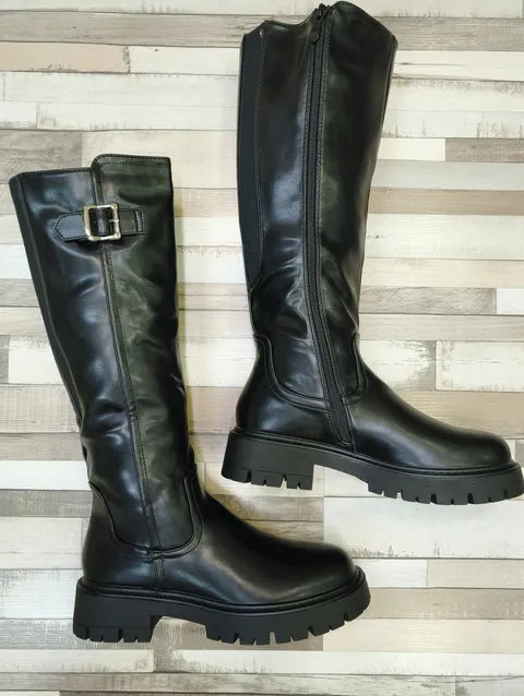 BOTA ALTA POLIPIEL GOMA Y HEBILLA ref. 097 - NEGRO