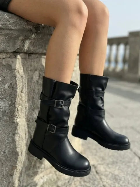 BOTIN POLAINA DOBLE HEBILLA ref. 095 - NEGRO