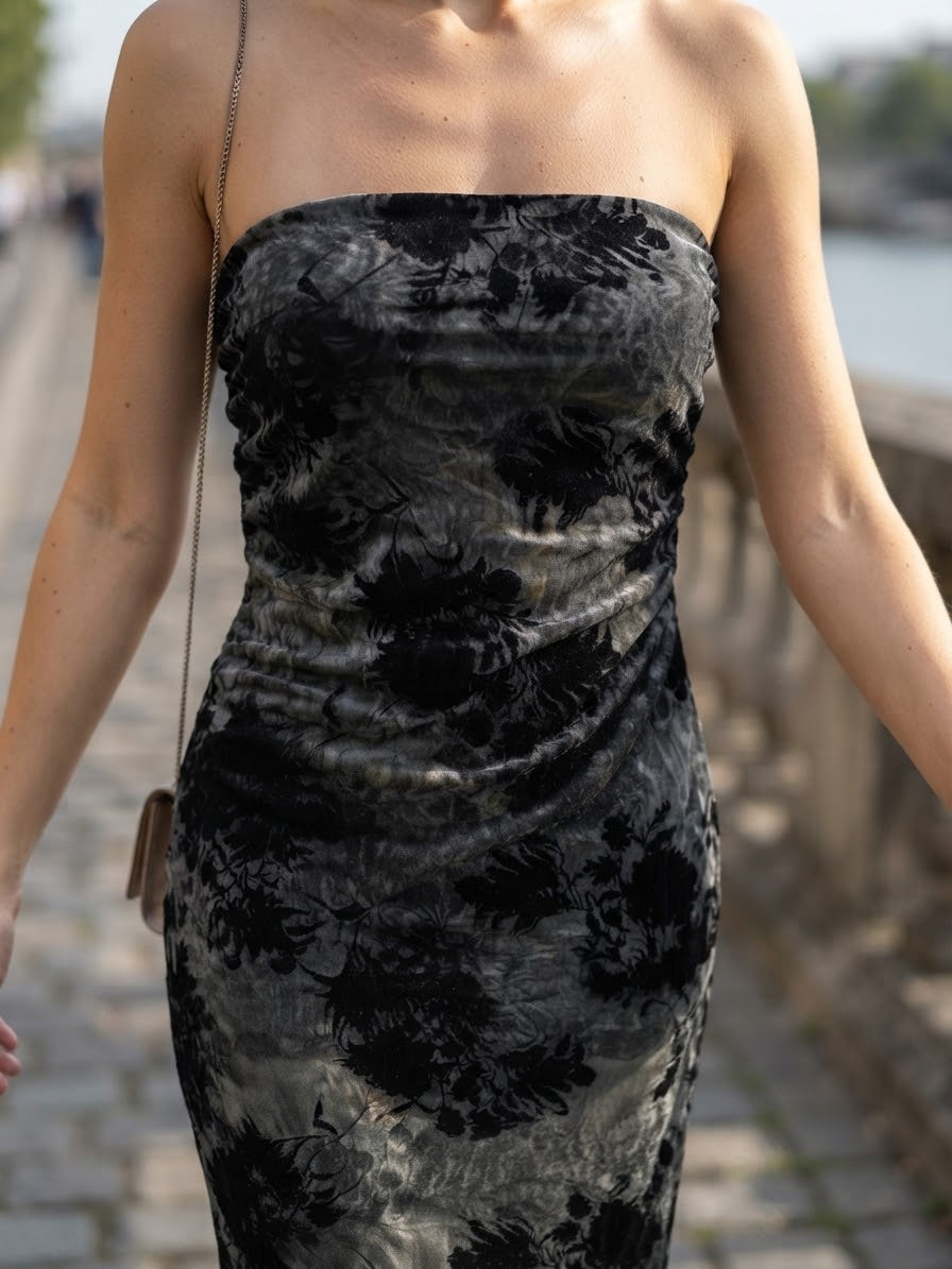 VESTIDO MIDI TUL FLORES ref. 0215