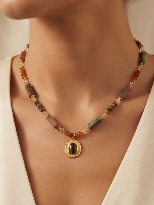 COLLAR PIEDRAS MARRON ref. 0102