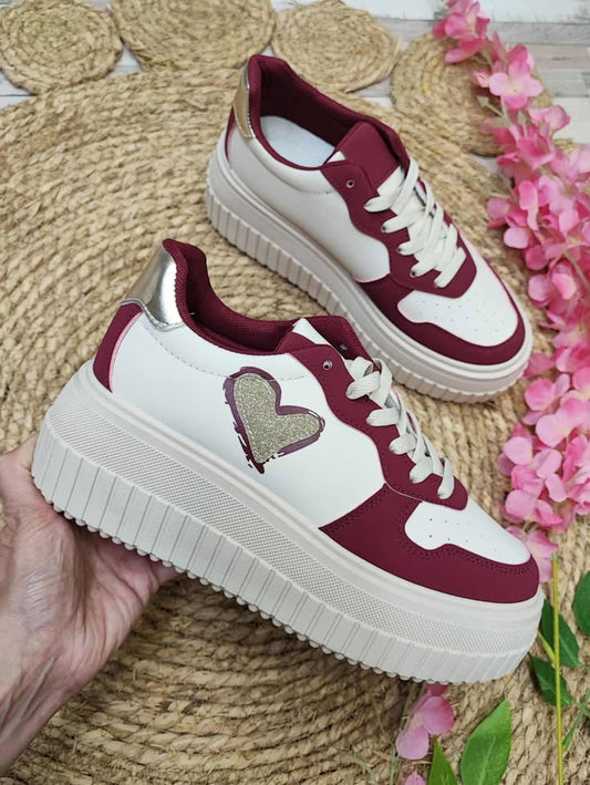 SNEAKER VICTORY - BEIGE Y GRANATE