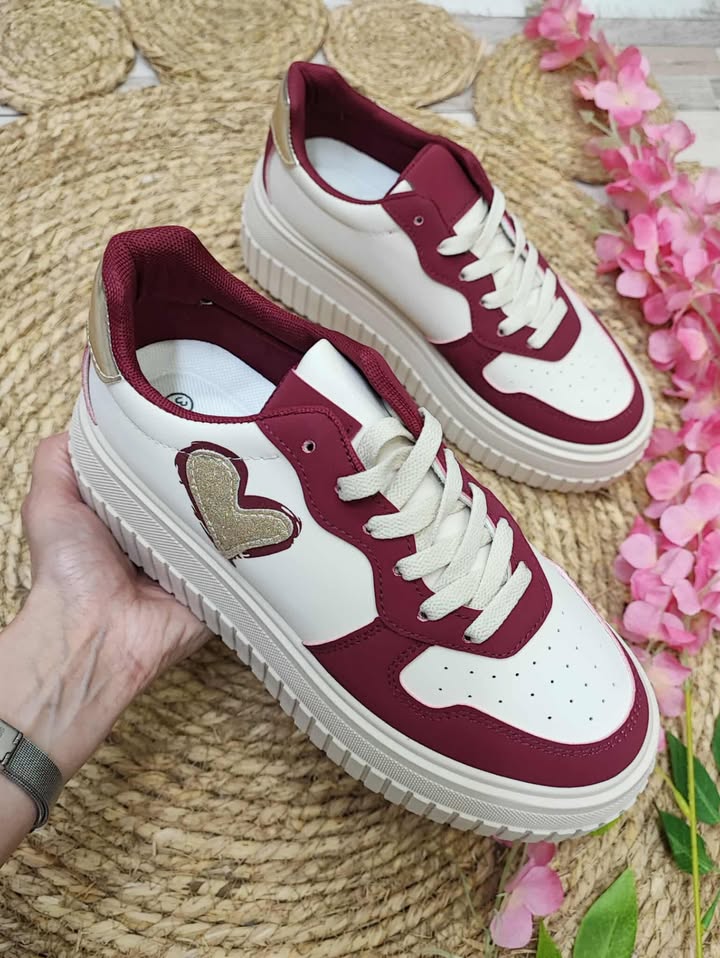 SNEAKER VICTORY - BEIGE Y GRANATE