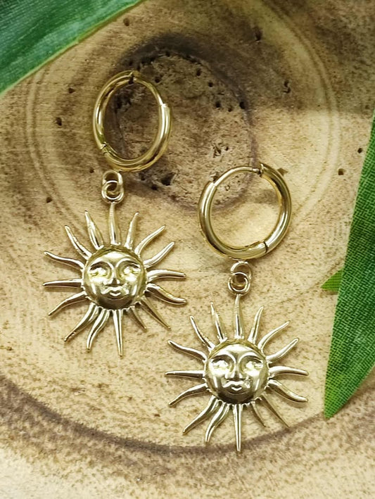 PENDIENTES AROS SOL - DORADO