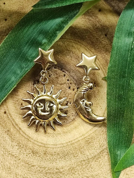 PENDIENTES SOL LUNA - DORADO