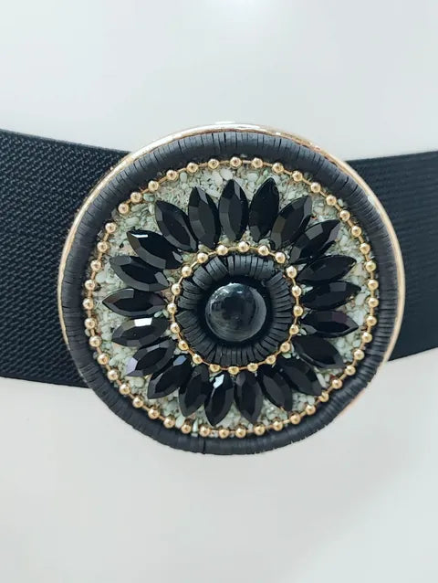 CINTURON FLOR - NEGRO