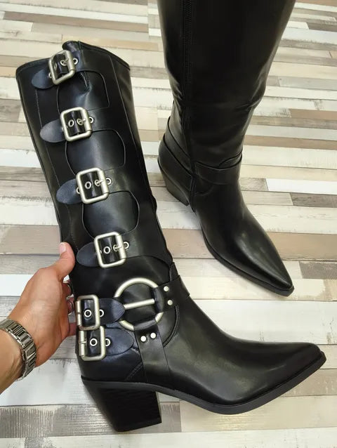 BOTA COWBOY POLIPIEL MULTIHEBILLAS ref.04 - NEGRO