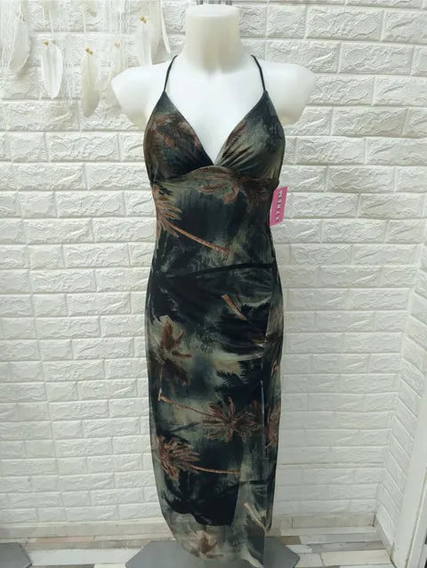 VESTIDO TUL CRUZADO PALMERAS ref.010