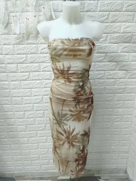 VESTIDO LARGO TUL PALMERAS - ref.06