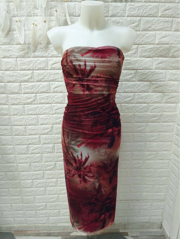 VESTIDO LARGO TUL PALMERAS - ref.06