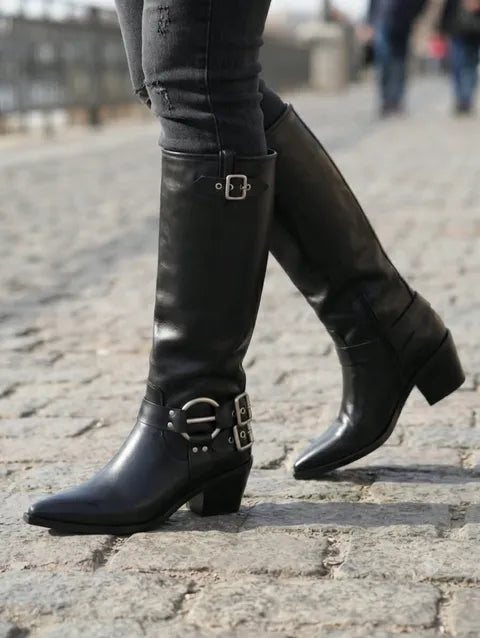 BOTA COWBOY POLIPIEL HEBILLA ref.01 - NEGRO