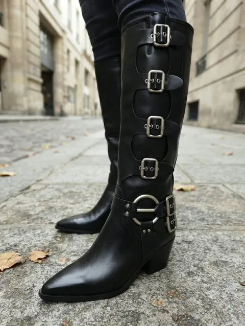 BOTA COWBOY POLIPIEL MULTIHEBILLAS ref.04 - NEGRO