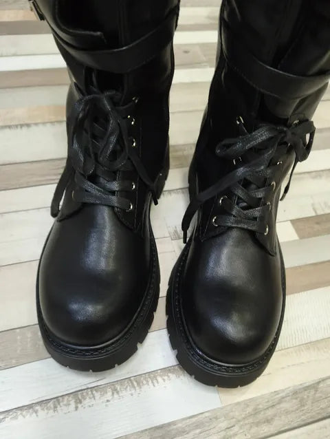 BOTA ALTA MILITAR HEBILLAS ref.040 - NEGRO