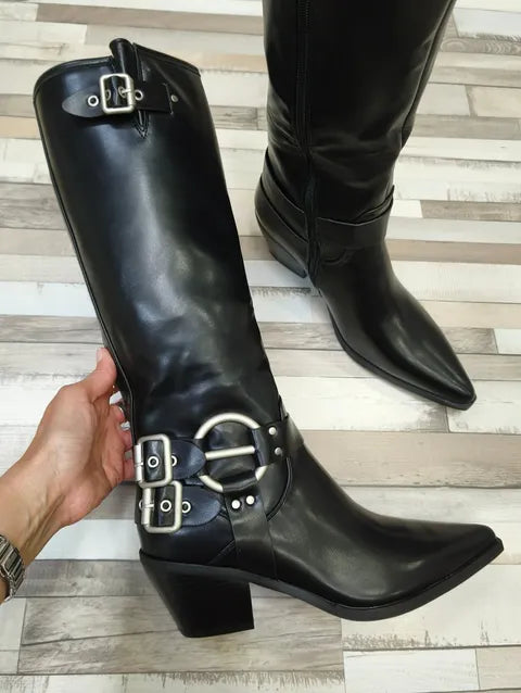 BOTA COWBOY POLIPIEL HEBILLA ref.01 - NEGRO