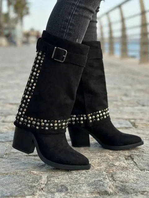 BOTA POLAINA TACHUELAS ref.041 - NEGRO