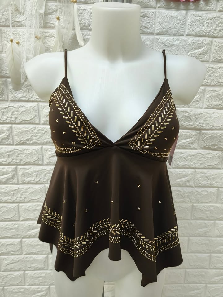 TOP PICOS STRASS DORADO - ref.036