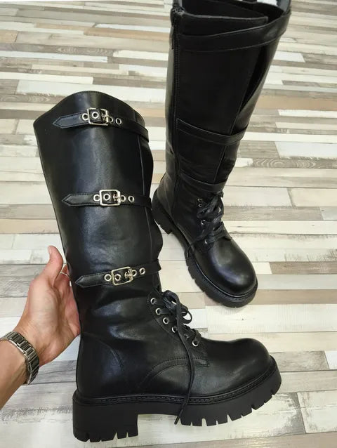 BOTA ALTA MILITAR HEBILLAS ref.040 - NEGRO