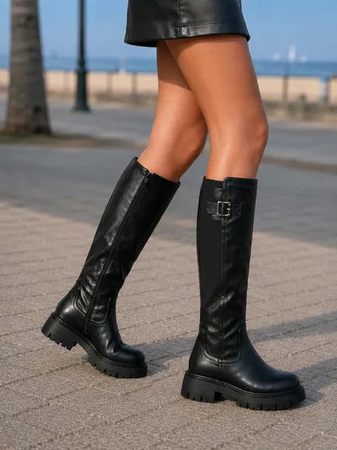 BOTA ALTA POLIPIEL GOMA Y HEBILLA ref. 097 - NEGRO