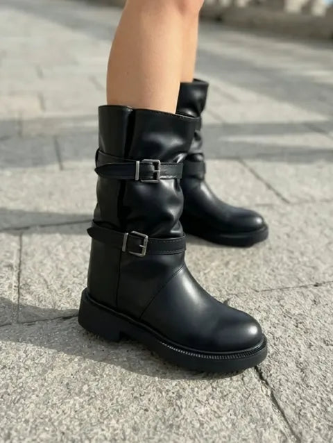 BOTIN POLAINA DOBLE HEBILLA ref. 095 - NEGRO