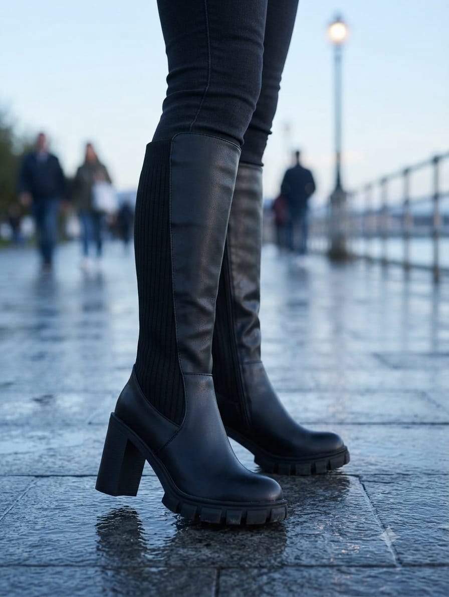 BOTA ALTA POLIPIEL GOMA TACON ref. 0116  - NEGRO