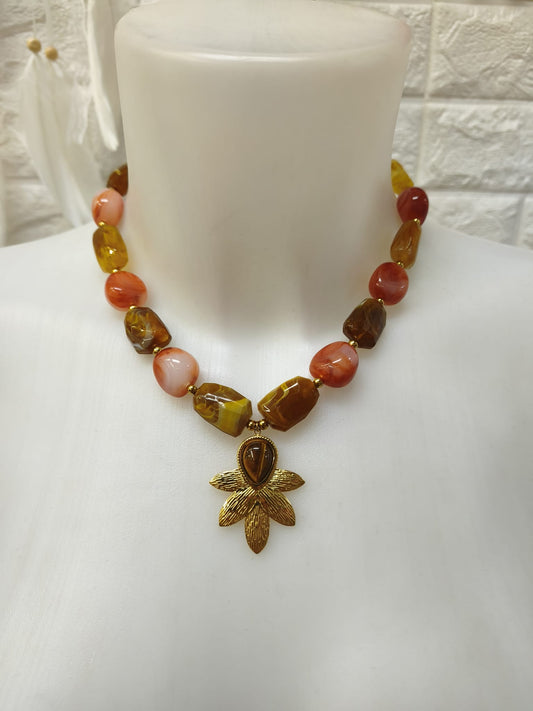 COLLAR HOJA PIEDRAS ref. 0123