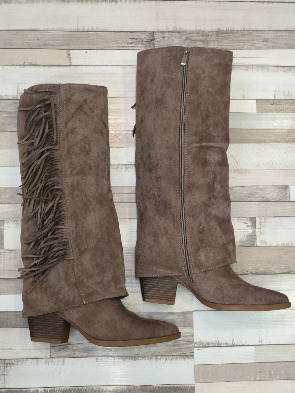 BOTA COWBOY POLAINA FLECOS  ref. 0118 - TAUPE