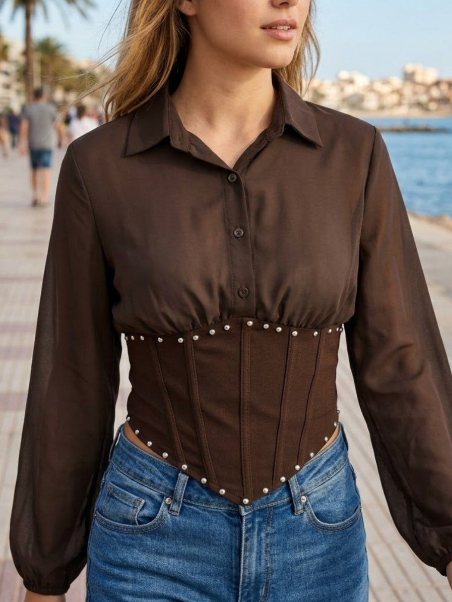 TOP CAMISERO TACHUELAS ref. 0266